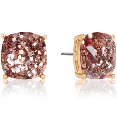 Faceted Square Studs - Rose Gold Glitter