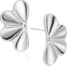 Half Flower Fan Studs - Silver