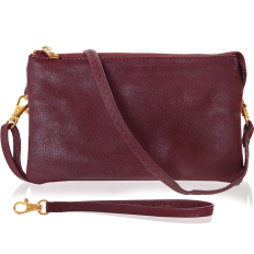 Large Wristlet with Included Cross Body Strap - Burgundy