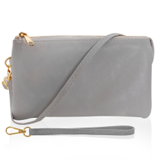 Large Wristlet with Included Cross Body Strap - Dove Grey