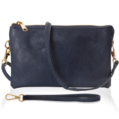 Large Wristlet with Included Cross Body Strap - Navy