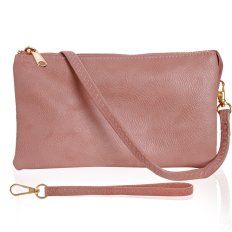 Large Wristlet with Included Cross Body Strap - Dusty Rose