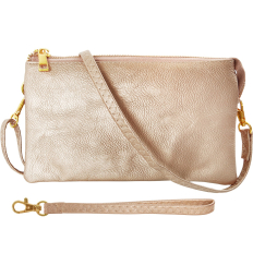 Large Wristlet with Included Cross Body Strap - Champagne