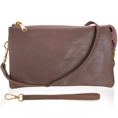 Large Wristlet with Included Cross Body Strap - Taupe