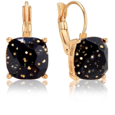 Lever Back Square Dangles - Black Glitter