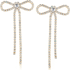 Pave Bow Studs - Gold - 2 inch