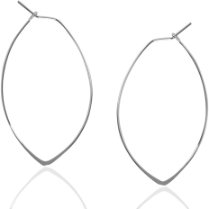 Marquise Threader Hoops - 925 Silver Plated - 1.75"