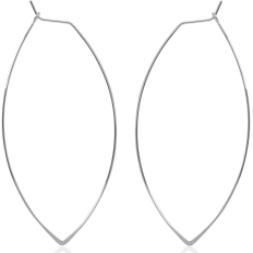 Marquise Threader Hoops - 925 Silver Plated - 3"