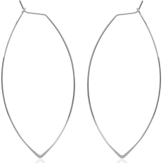 Marquise Threader Hoops - 925 Silver Plated - 3"