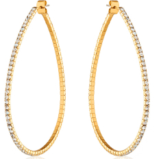 Memory Wire Teardrop Hoops - Gold - 2.65 inch