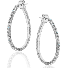 Memory Wire Teardrop Hoops - Silver - 1.25 inch