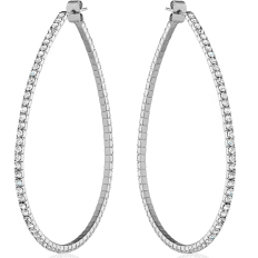Memory Wire Teardrop Hoops - Silver - 2.65 inch