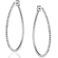 Memory Wire Teardrop Hoops - Silver - 2 inch