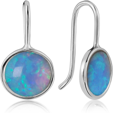 Blue Opal Dangles - Silver Plated