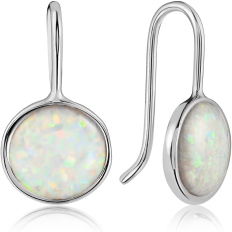 White Opal Dangles - Silver Plated