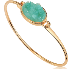 Oval Druzy Bangle - Aqua