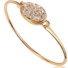 Oval Druzy Bangle - Gold