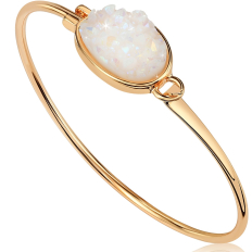 Oval Druzy Bangle - Opal