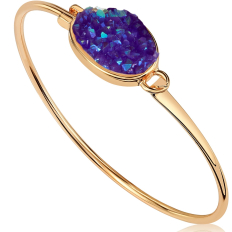 Oval Druzy Bangle - Purple