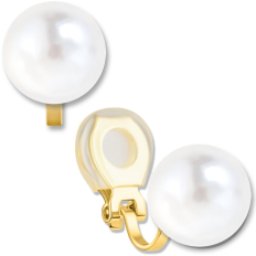 Clip On Oversized Pearl Studs - Gold - 12mm