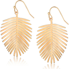 Palm Leaf Earrings - Gold - 2 inch