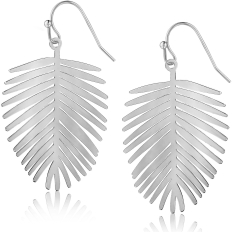 Palm Leaf Earrings - Silver - 2 inch
