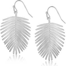 Palm Leaf Earrings - Silver - 2 inch