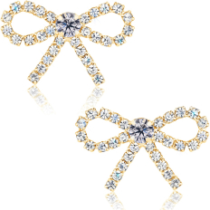 Pave Bow Studs - Gold - 1 inch