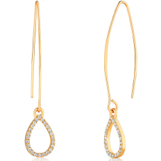 Crystal Spike Earrings for Women - Long Pave Simulated Diamond Curved Bar Dangle Statement CZ Rhinestone Drops