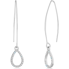 Pave Teardrop Needle Drops - Silver