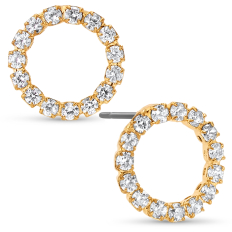 Pave Circle Stud - Gold