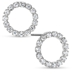 Pave Circle Stud - Silver