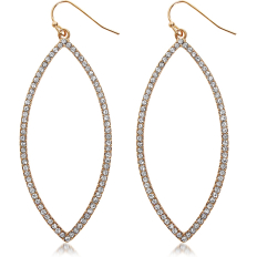 Hoop Dangle Earrings - Simulated Diamond Marquise Teardrop Statement Rhinestone Drops
