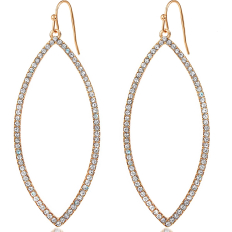 Hoop Dangle Earrings - Simulated Diamond Marquise Teardrop Statement Rhinestone Drops