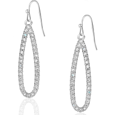 Pave CZ Long Teardrop Dangle - Silver - 1.7" inch