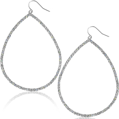 Pave Open Teardrop Dangle - Silver - 2.75 inch