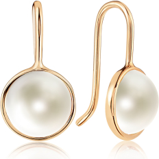Pearl Bezel Dangles - Gold Plated