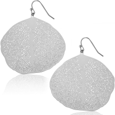 Round Filigree Leaf Earrings - Silver