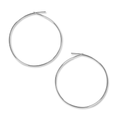 Round Hoop Earrings - 925 Silver Plated - 1.5 inch