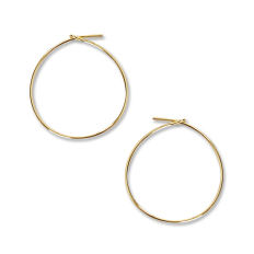 Round Hoop Earrings - 18K Gold Plated - 1 inch