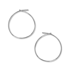 Round Hoop Earrings - 925 Silver Plated - 1 inch