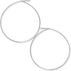 Round Hoop Earrings - 925 Silver Plated - 2.5 inch