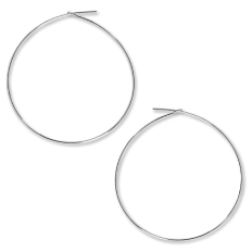 Round Hoop Earrings - 925 Silver Plated - 2 inch