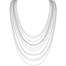 Short Diamond Waterfall Necklace - Silver Tone