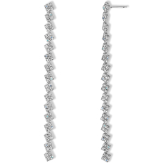 Waterfall CZ Duster Dangle Earring - Silver - 3.5" inch