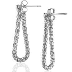 Snake Chain Jacket Earrings - Silver
