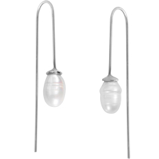Freshwater Pearl Needle Drops - Silver-Tone