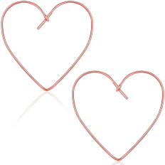 Threader Heart Hoops - 18K Rose Gold Plated - 1.4 inch