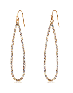 Crystal Spike Earrings for Women - Long Pave Simulated Diamond Curved Bar Dangle Statement CZ Rhinestone Drops