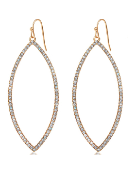 Hoop Dangle Earrings - Simulated Diamond Marquise Teardrop Statement Rhinestone Drops